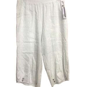 Soft Surroundings Annisten Linen  Cropped Pants Wide Leg Ecru Woman’s XLarge New